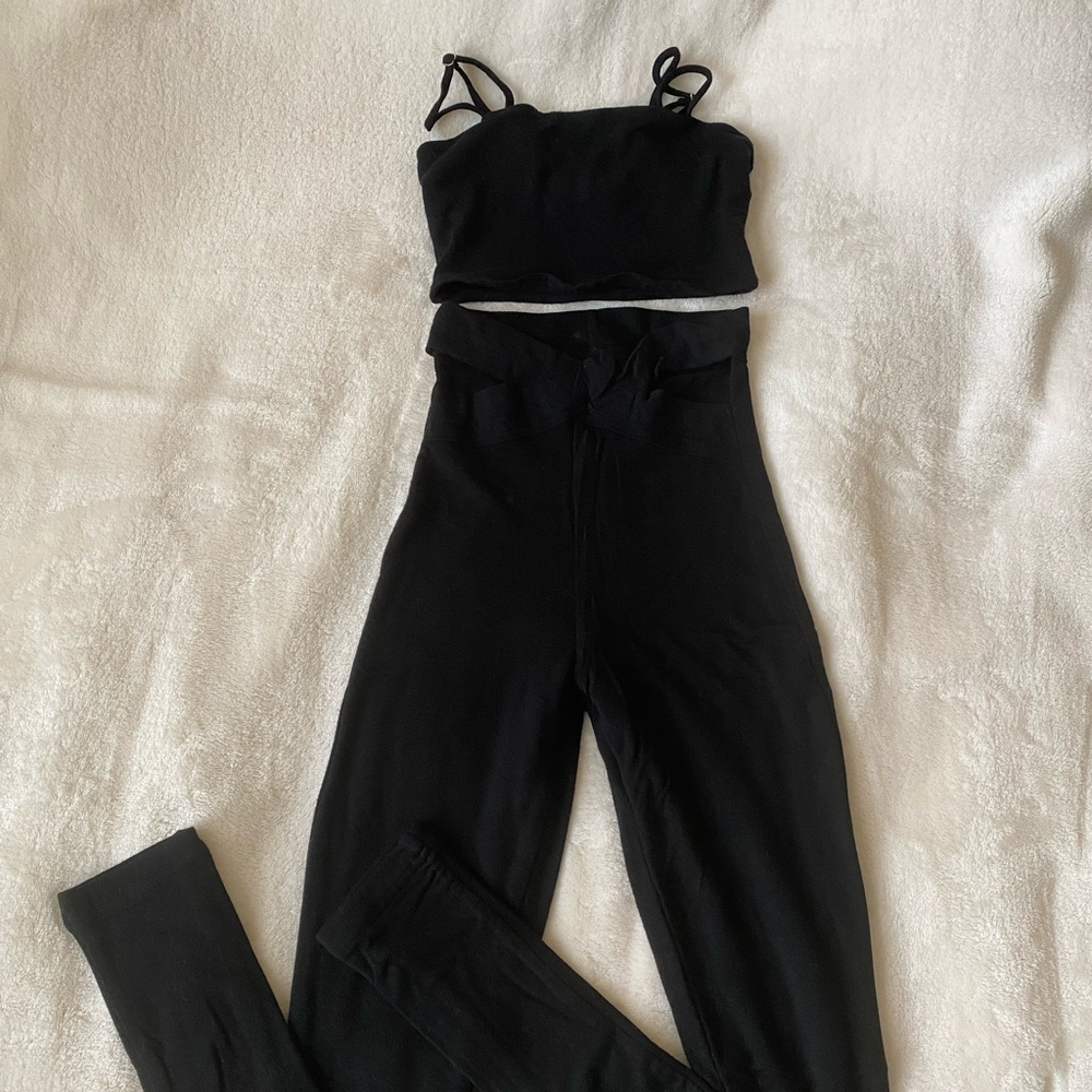 Black matching set - crop top tank top and pants